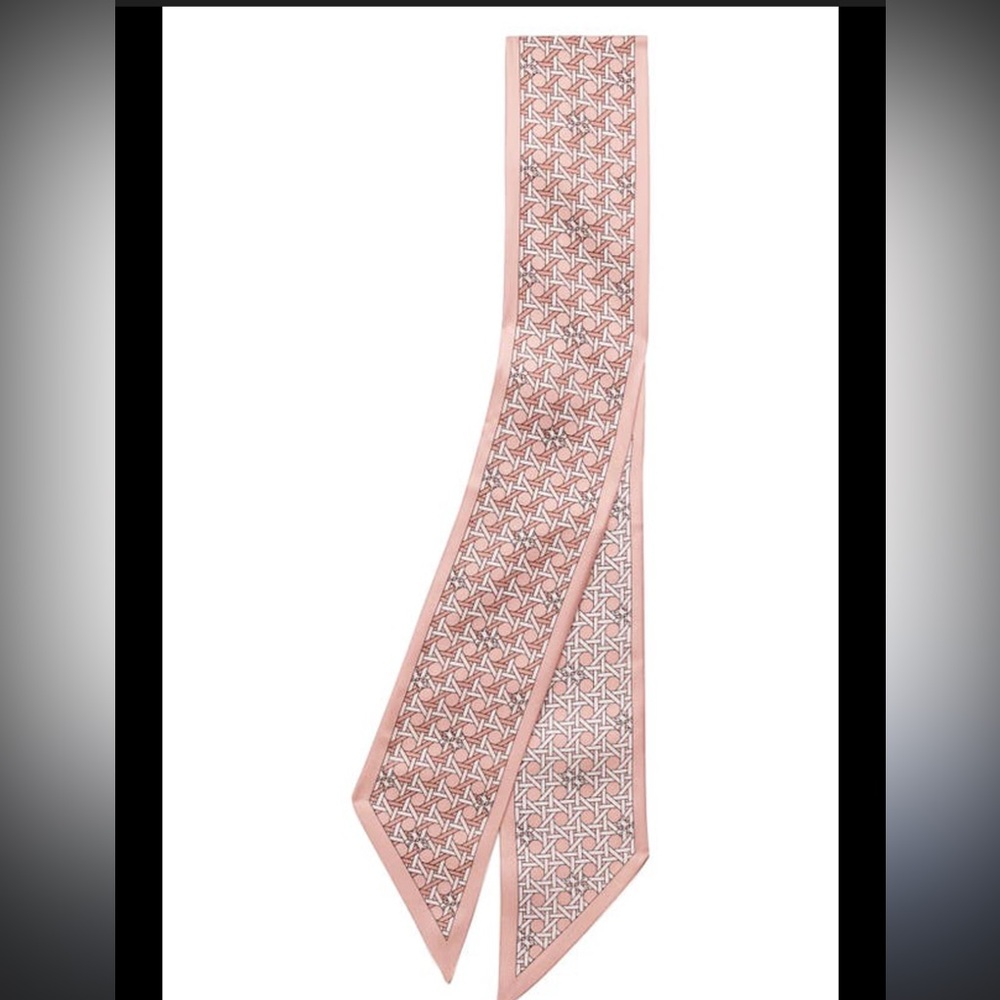 Tory Burch Pink Geometric Skinny Scarf